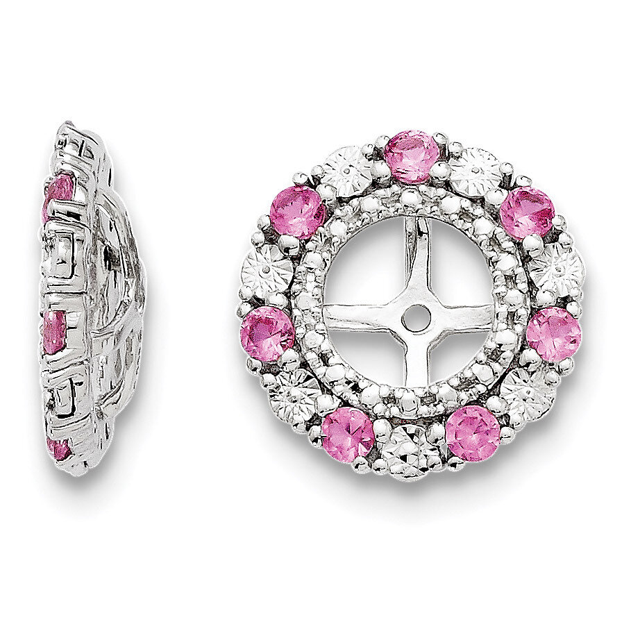 Created Pink Sapphire Earring Jacket Sterling Silver Rhodium QJ129OCT, MPN: QJ129OCT, 886774194691