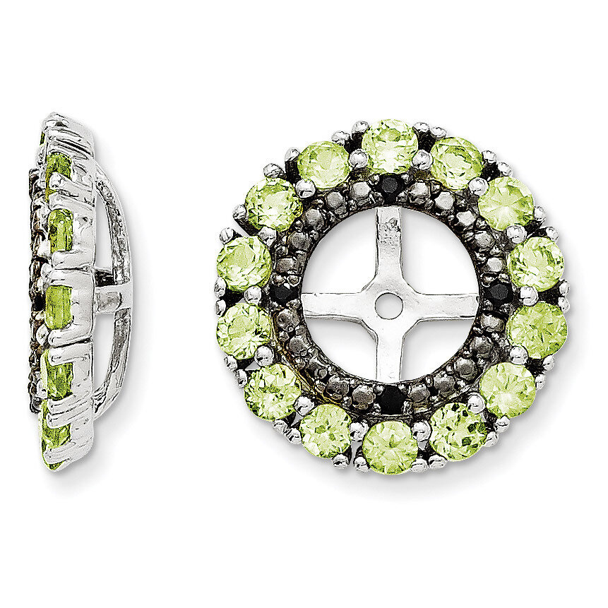 Peridot &amp; Black Sapphire Earring Jacket Sterling Silver Rhodium QJ130AUG, MPN: QJ130AUG, 8867742833…