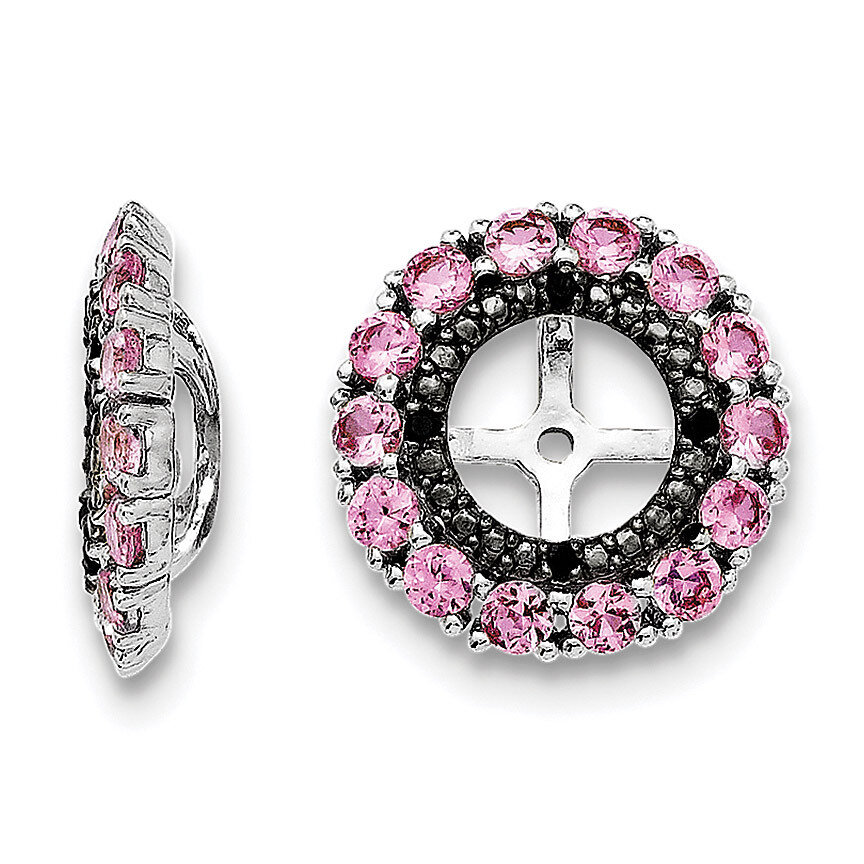Crted Pink Sapphire &amp; Black Sapphire Earring Jacket Sterling Silver Rhodium QJ130OCT, MPN: QJ130OCT…