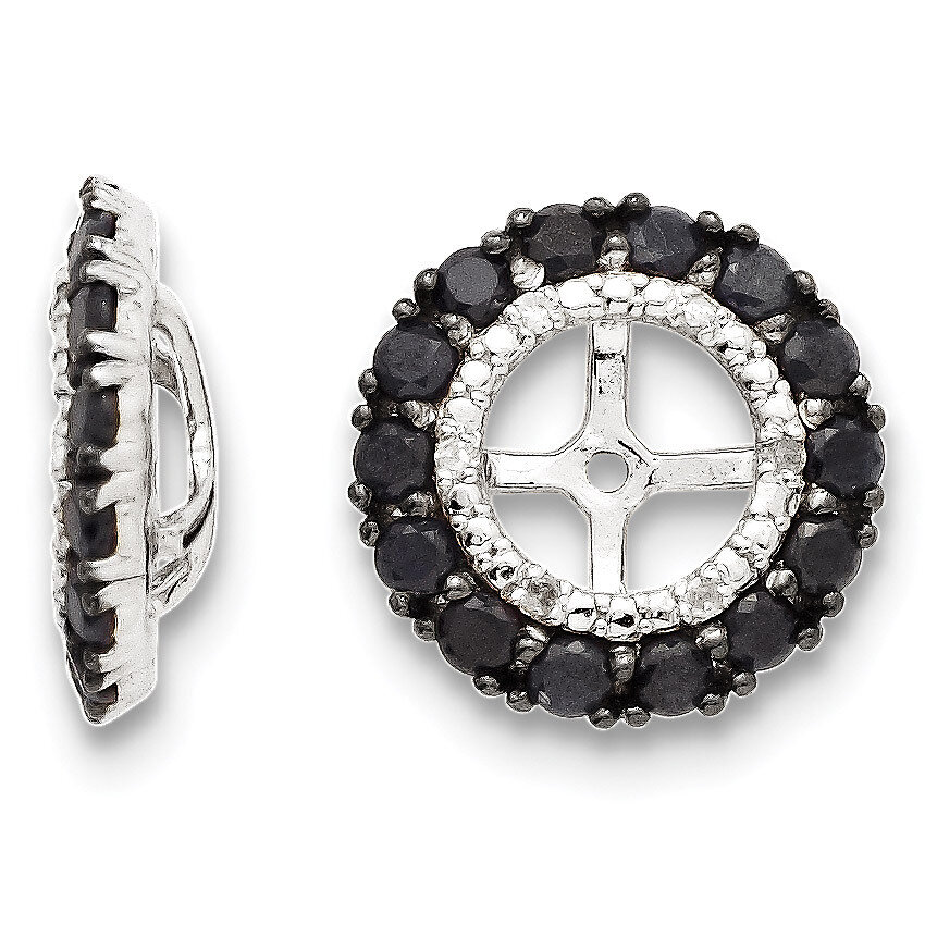 Diamond &amp; Black Sapphire Earring Jacket Sterling Silver Rhodium QJ133, MPN: QJ133, 191101388200