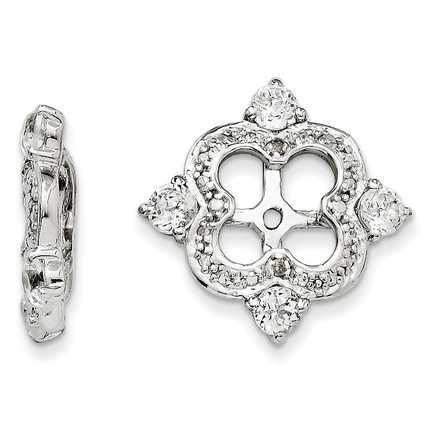 Diamond &amp; White Topaz Earring Jacket Sterling Silver Rhodium QJ136APR, MPN: QJ136APR, 191101385841