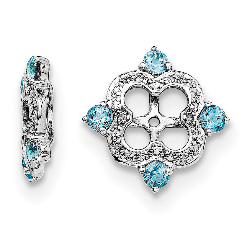 Diamond &amp; Swiss Blue Topaz Earring Jacket Sterling Silver Rhodium QJ136DEC, MPN: QJ136DEC, 19110138…