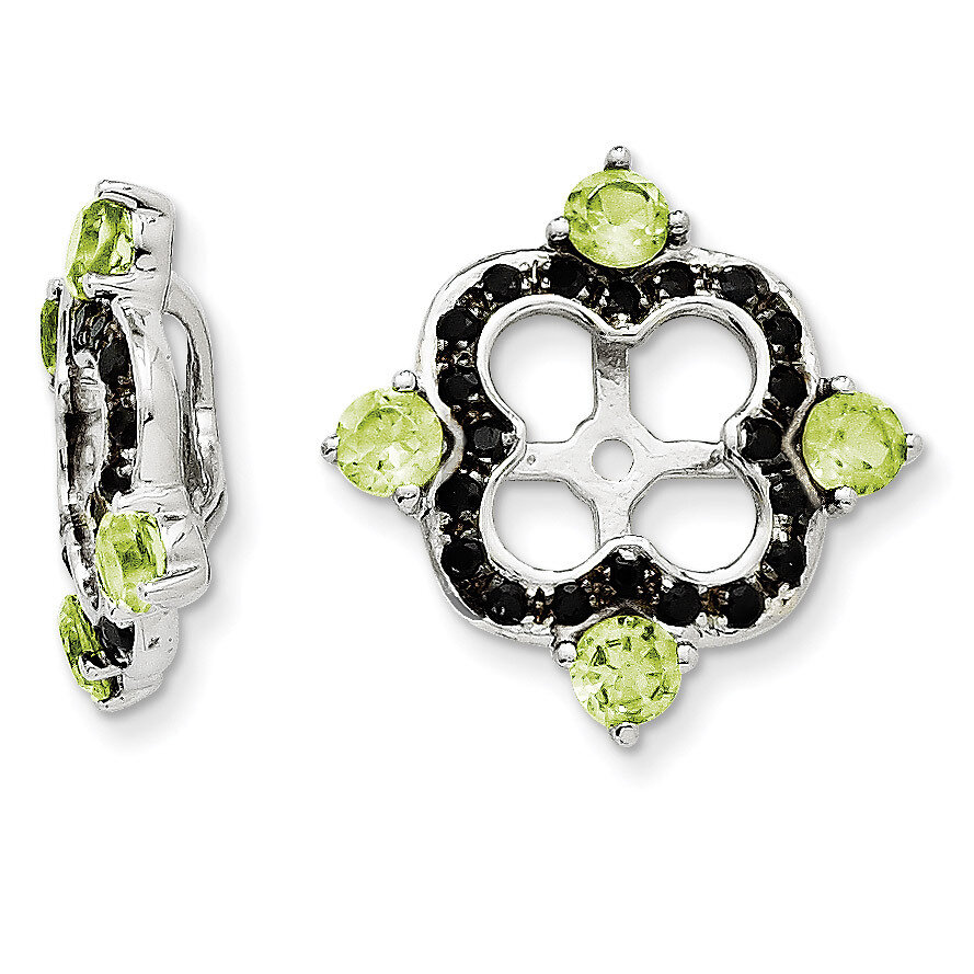 Peridot &amp; Black Sapphire Earring Jacket Sterling Silver Rhodium QJ137AUG, MPN: QJ137AUG, 1911013868…