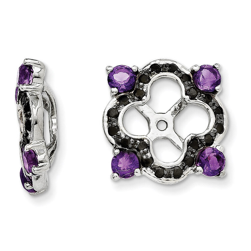 Amethyst &amp; Black Sapphire Earring Jacket Sterling Silver Rhodium QJ137FEB, MPN: QJ137FEB, 191101388…