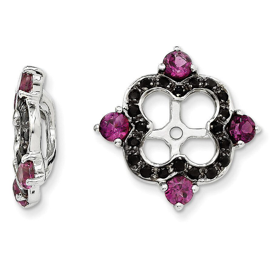 Rhodolite Garnet &amp; Black Sapphire Earring Jacket Sterling Silver Rhodium QJ137JUN, MPN: QJ137JUN, 1…