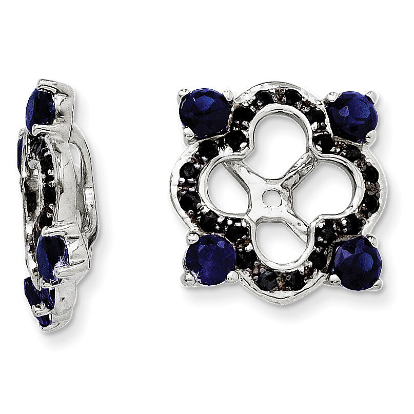 Created Sapphire &amp; Black Sapphire Earring Jacket Sterling Silver Rhodium QJ137SEP, MPN: QJ137SEP, 1…