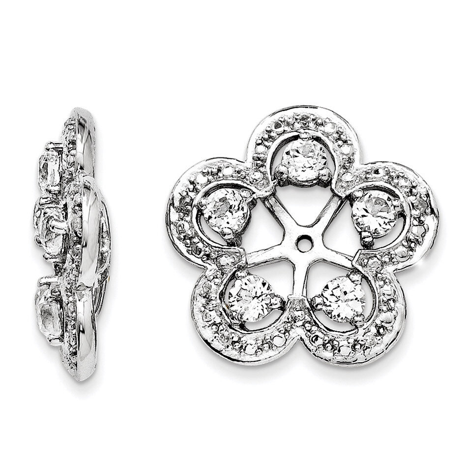 Diamond &amp; White Topaz Earring Jacket Sterling Silver Rhodium QJ140APR, MPN: QJ140APR, 191101388231
