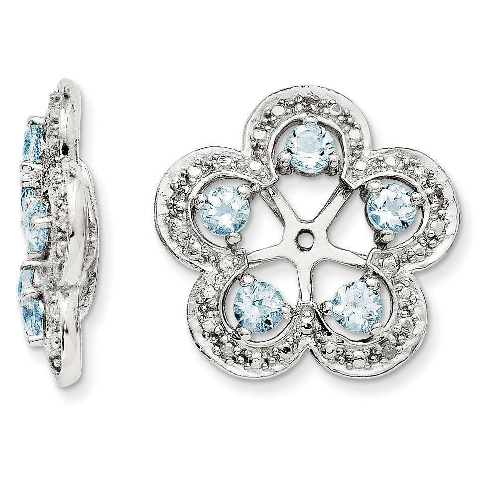 Diamond &amp; Aquamarine Earring Jacket Sterling Silver Rhodium QJ140MAR, MPN: QJ140MAR, 191101388248