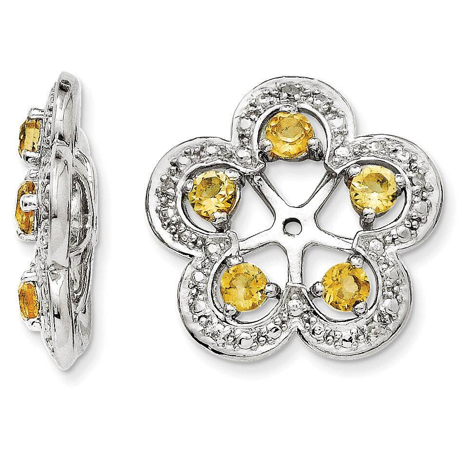 Diamond &amp; Citrine Earring Jacket Sterling Silver Rhodium QJ140NOV, MPN: QJ140NOV, 191101388255