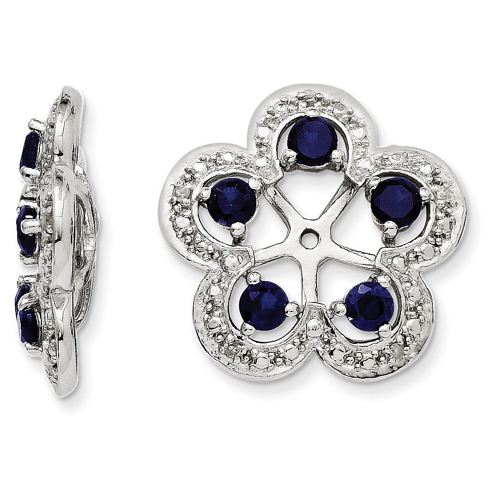 Diamond &amp; Created Sapphire Earring Jacket Sterling Silver Rhodium QJ140SEP, MPN: QJ140SEP, 88677428…