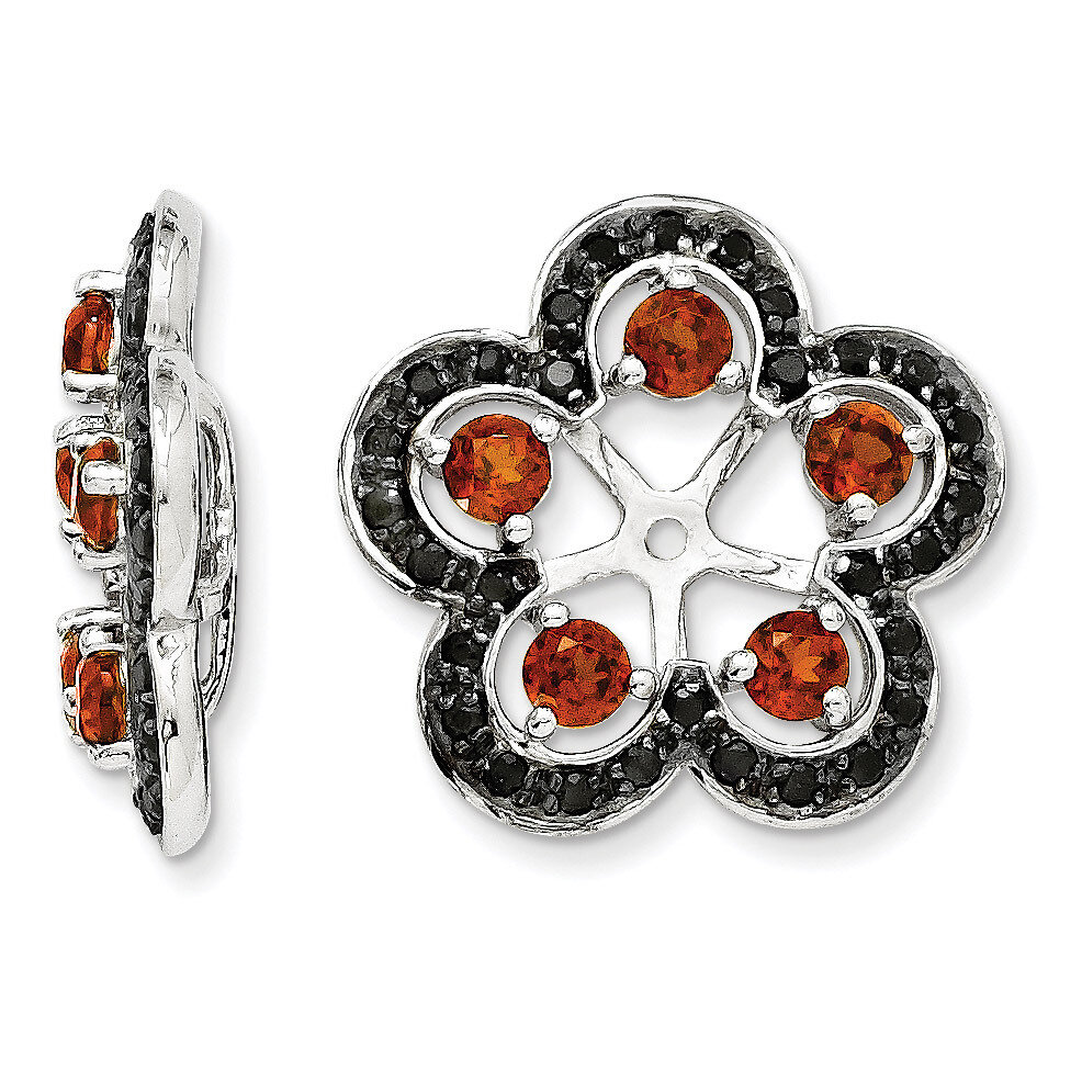 Garnet &amp; Black Sapphire Earring Jacket Sterling Silver Rhodium QJ141JAN, MPN: QJ141JAN, 191101388286