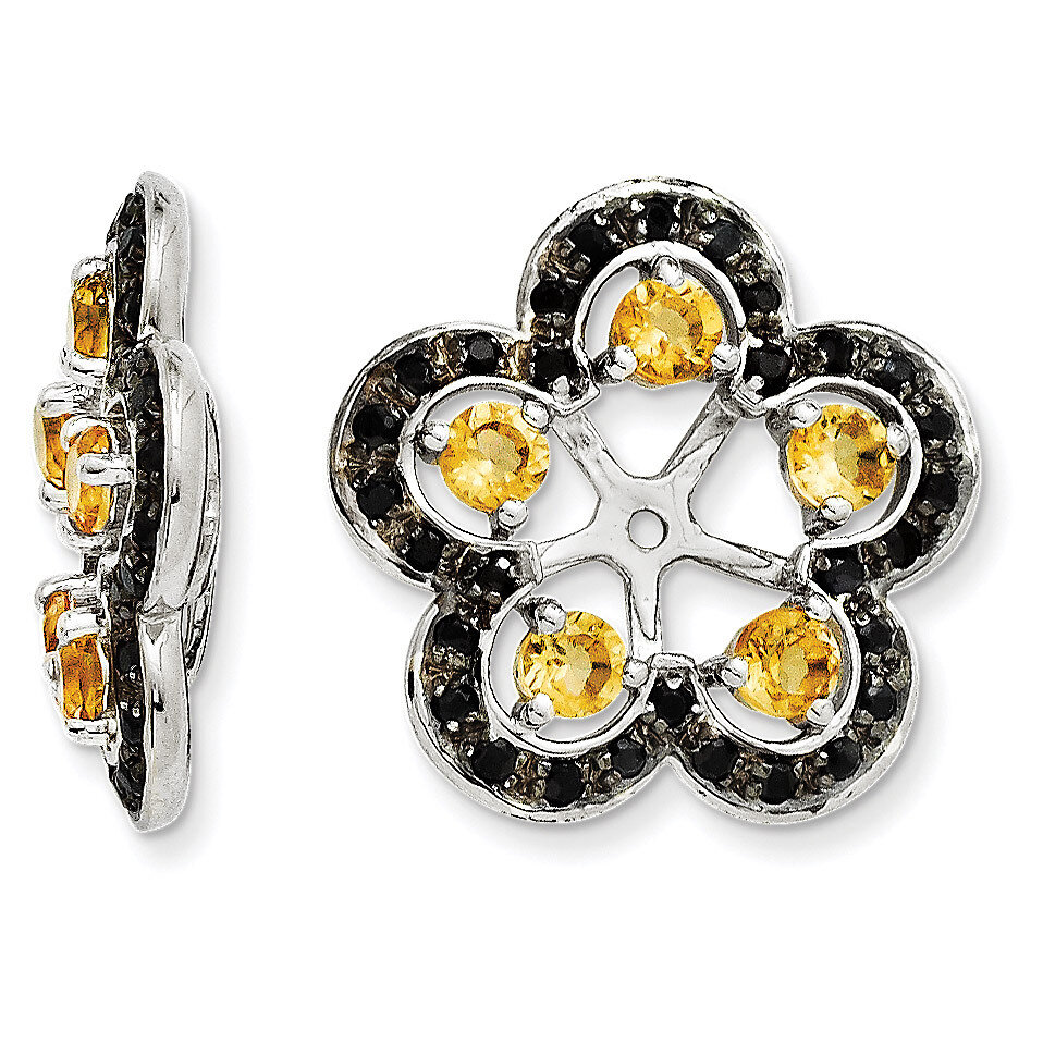 Citrine &amp; Black Sapphire Earring Jacket Sterling Silver Rhodium QJ141NOV, MPN: QJ141NOV, 1911013883…