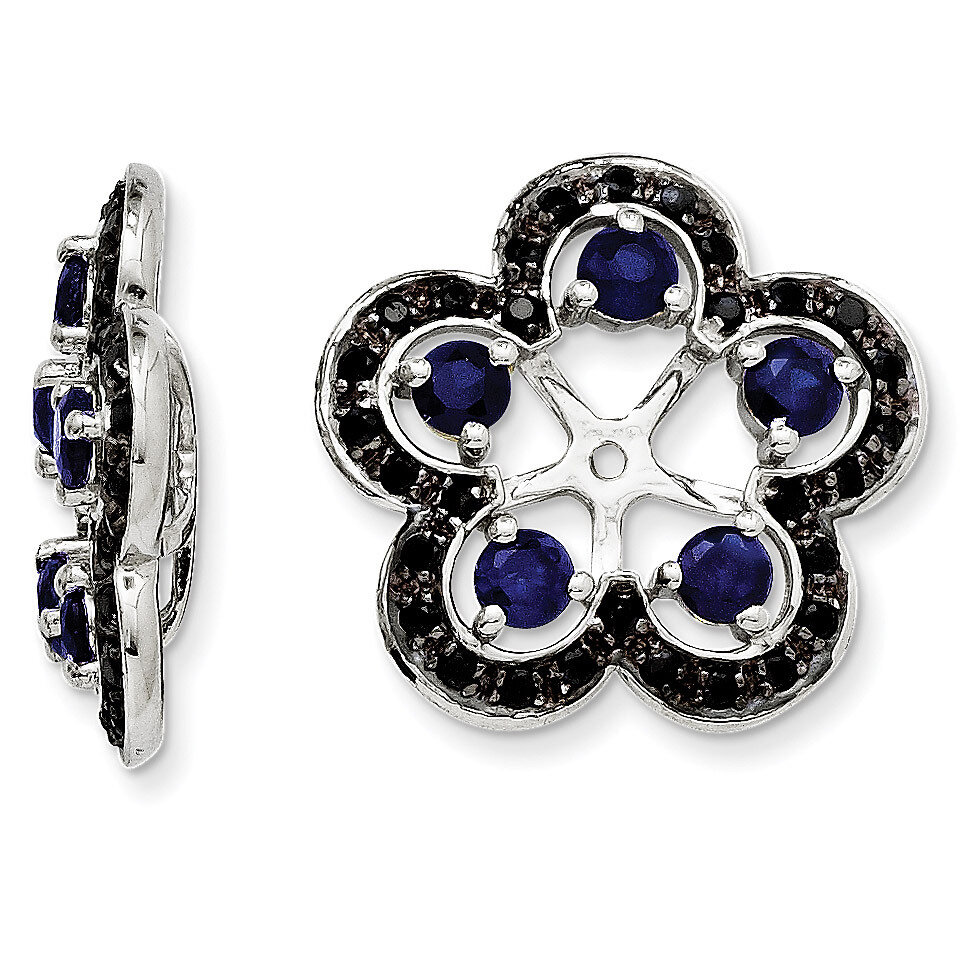 Created Sapphire &amp; Black Sapphire Earring Jacket Sterling Silver Rhodium QJ141SEP, MPN: QJ141SEP, 1…