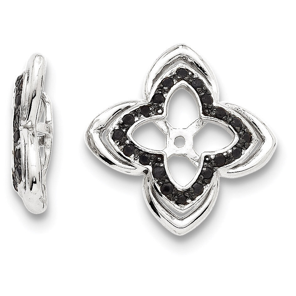 Black Sapphire Earring Jacket Sterling Silver Rhodium QJ145, MPN: QJ145, 191101388323