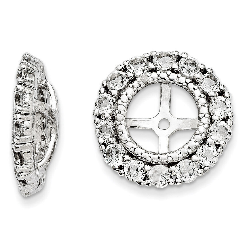 Diamond &amp; White Topaz Earring Jacket Sterling Silver Rhodium QJ146APR, MPN: QJ146APR, 886774194578