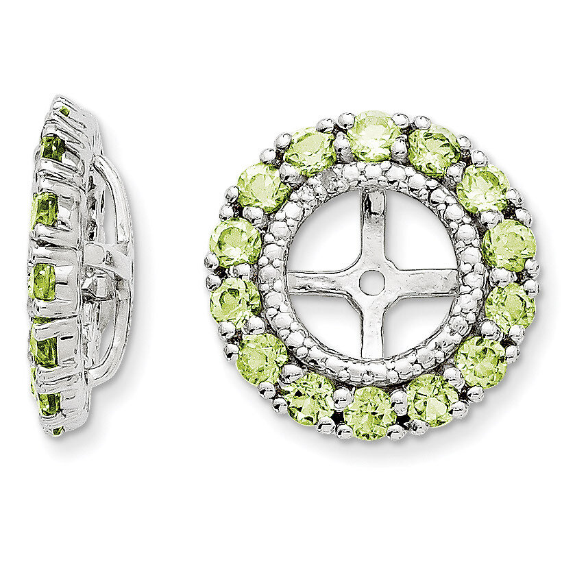 Diamond &amp; Peridot Earring Jacket Sterling Silver Rhodium QJ146AUG, MPN: QJ146AUG, 886774194608