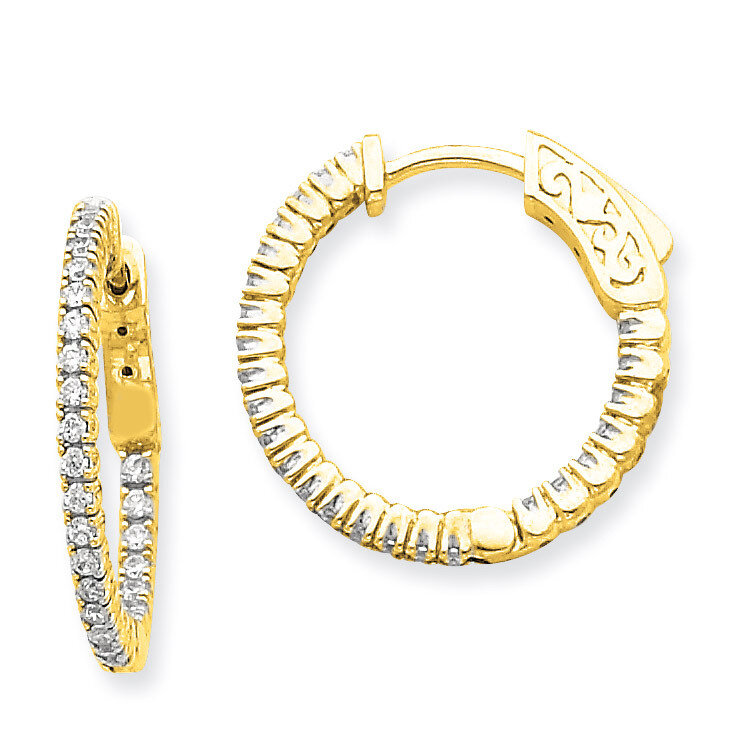 Diamond Round Hoop with Safety Clasp Earrings 14k Gold XE1983AA, MPN: XE1983AA, 191101380754