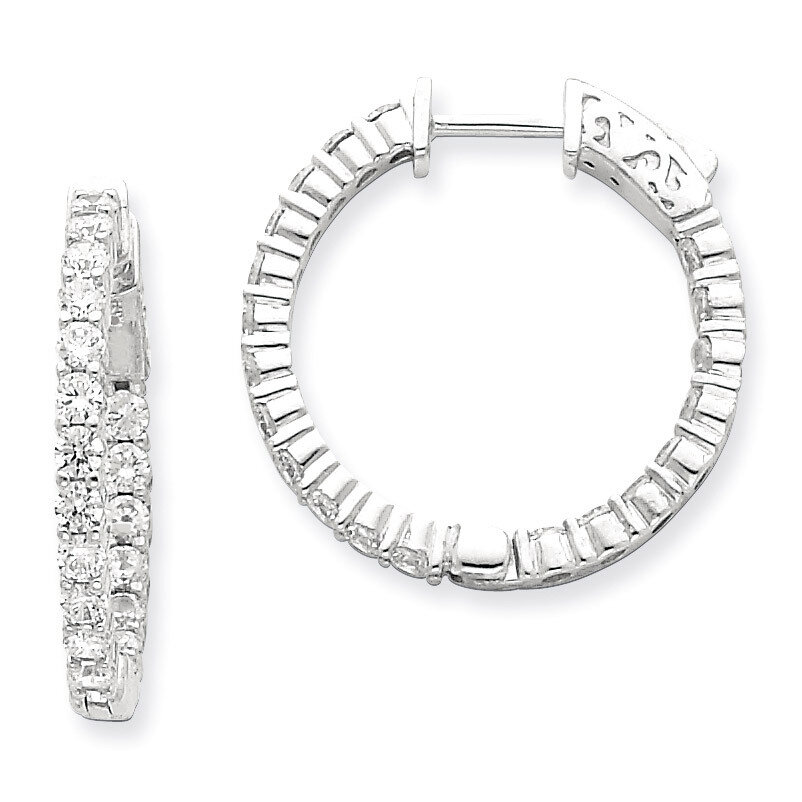 Diamond Round Hoop with Safety Clasp Earrings 14k White Gold XE1994WAA, MPN: XE1994WAA, 191101380983