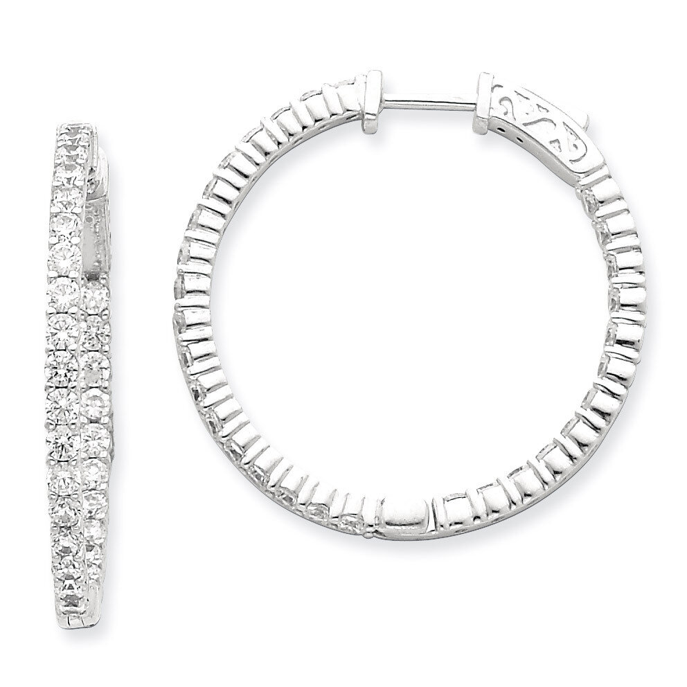 Diamond Round Hoop with Safety Clasp Earrings 14k White Gold XE1995WAA, MPN: XE1995WAA, 191101381003