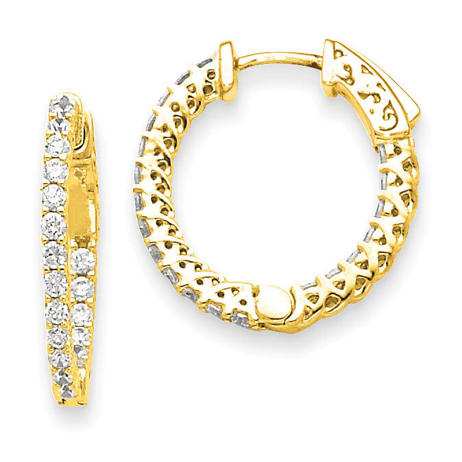 Diamond Round Hoop with Safety Clasp Earrings 14k Gold XE1999AA, MPN: XE1999AA, 191101381010