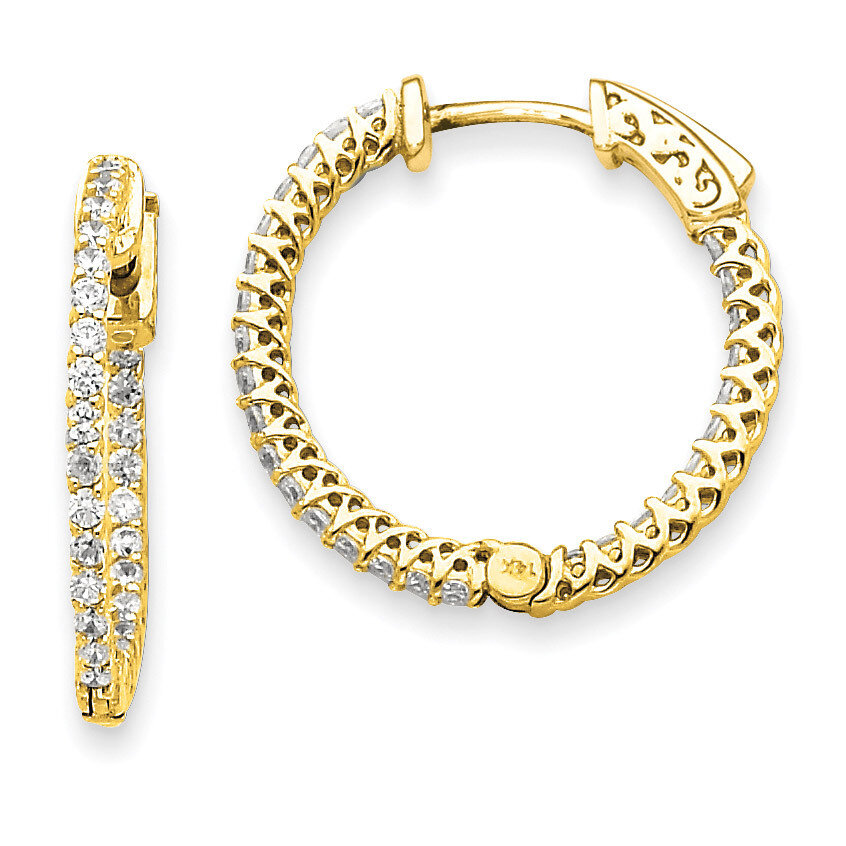 Diamond Round Hoop with Safety Clasp Earrings 14k Gold XE2000AA, MPN: XE2000AA, 191101381034