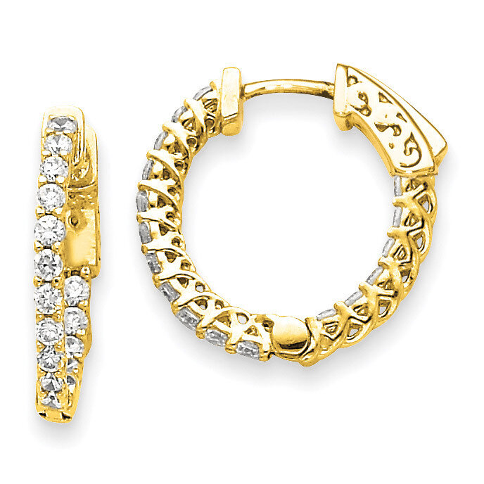 Diamond Round Hoop with Safety Clasp Earrings 14k Gold XE2002AA, MPN: XE2002AA, 191101381072