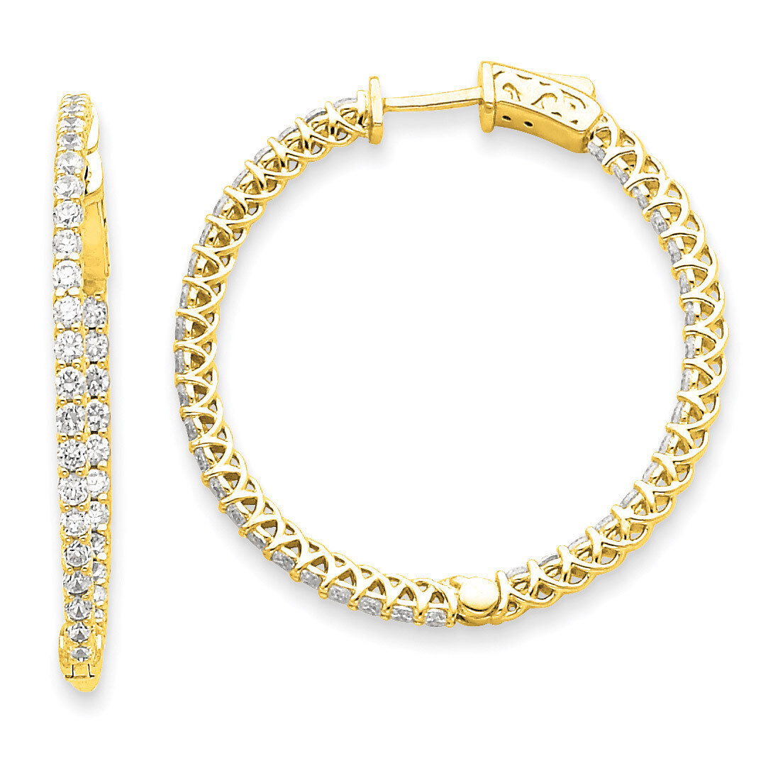 Diamond Round Hoop with Safety Clasp Earrings 14k Gold XE2004AA, MPN: XE2004AA, 191101381119