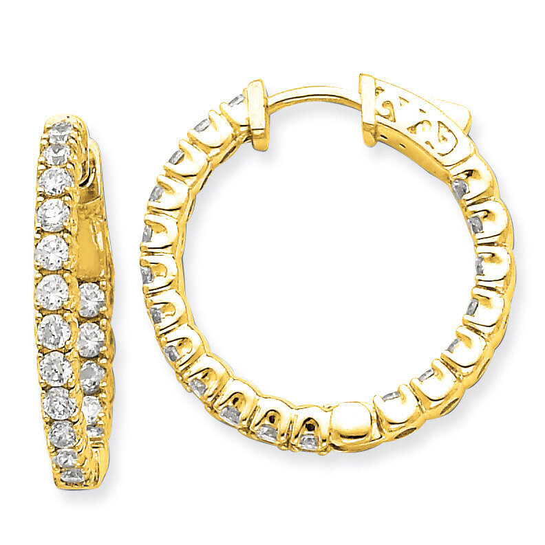 Diamond Round Hoop with Safety Clasp Earrings 14k Gold XE2012AA, MPN: XE2012AA, 191101381270