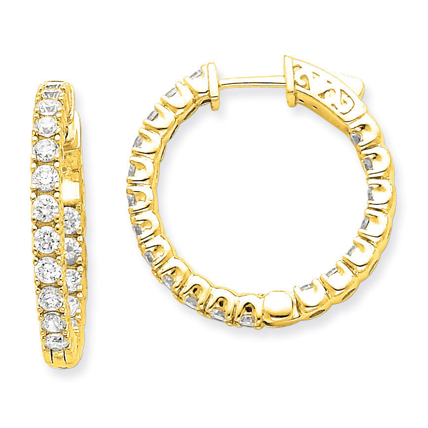 Diamond Round Hoop with Safety Clasp Earrings 14k Gold XE2014AA, MPN: XE2014AA, 191101381317