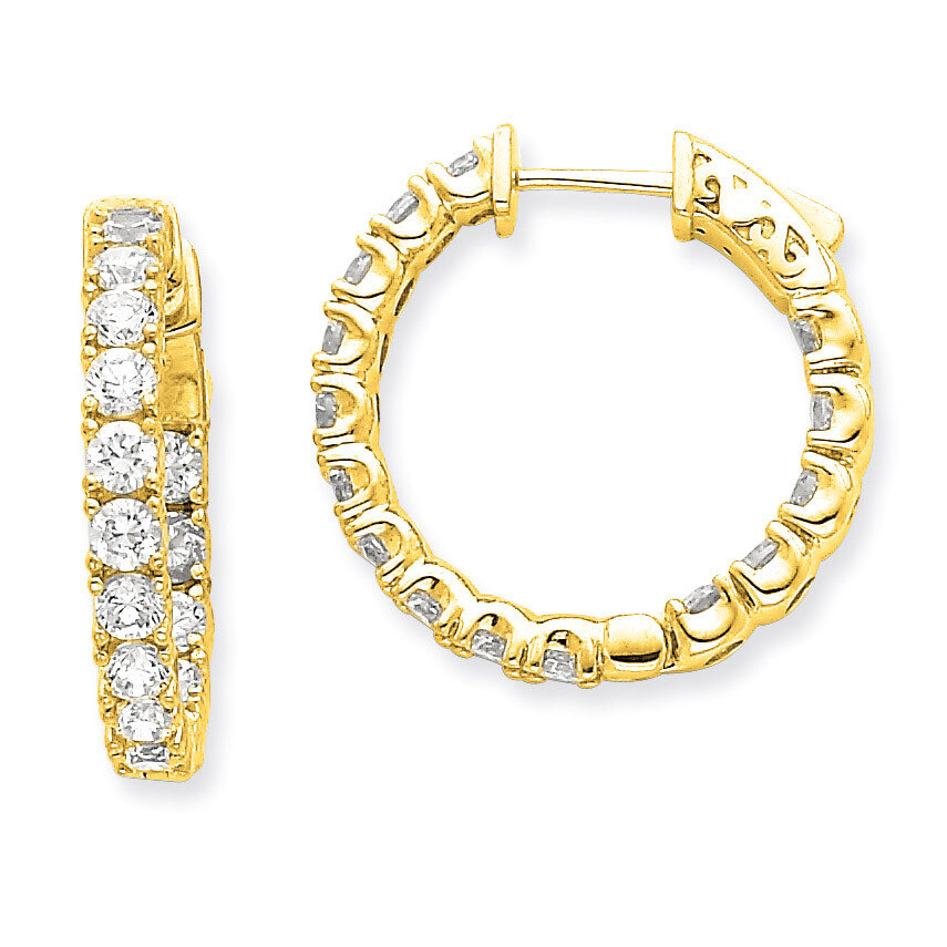 Diamond Round Hoop with Safety Clasp Earrings 14k Gold XE2016AA