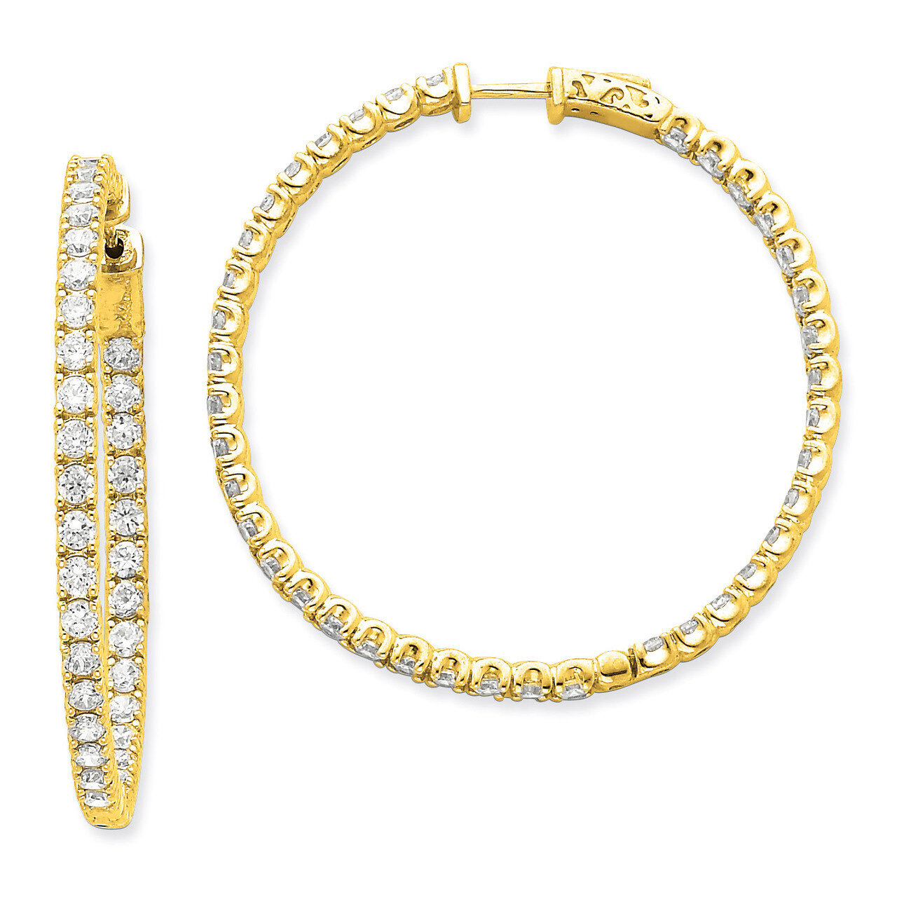 Diamond Round Hoop with Safety Clasp Earrings 14k Gold XE2018AA, MPN: XE2018AA, 191101381393