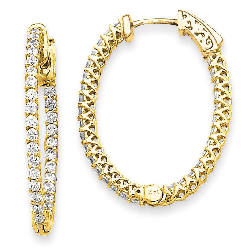Diamond Oval Hoop with Safety Clasp Earrings 14k Gold XE2019AA, MPN: XE2019AA, 191101381416