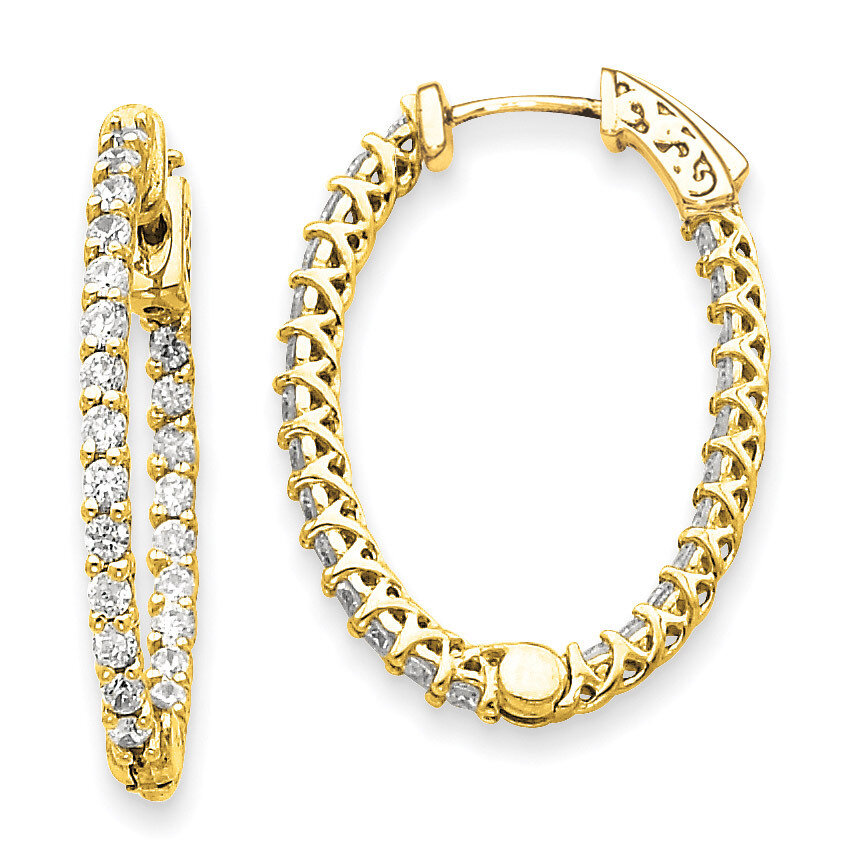 Diamond Oval Hoop with Safety Clasp Earrings 14k Gold XE2021AA, MPN: XE2021AA, 191101536410