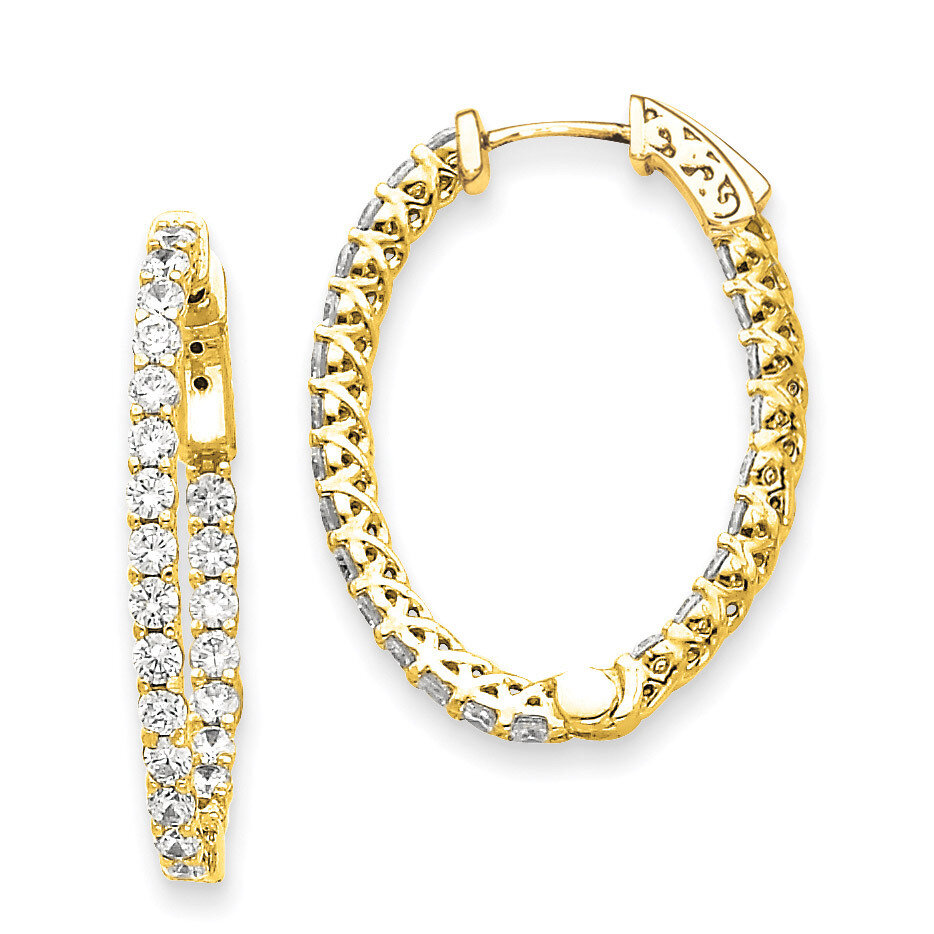 Diamond Oval Hoop with Safety Clasp Earrings 14k Gold XE2023AA, MPN: XE2023AA, 191101536458