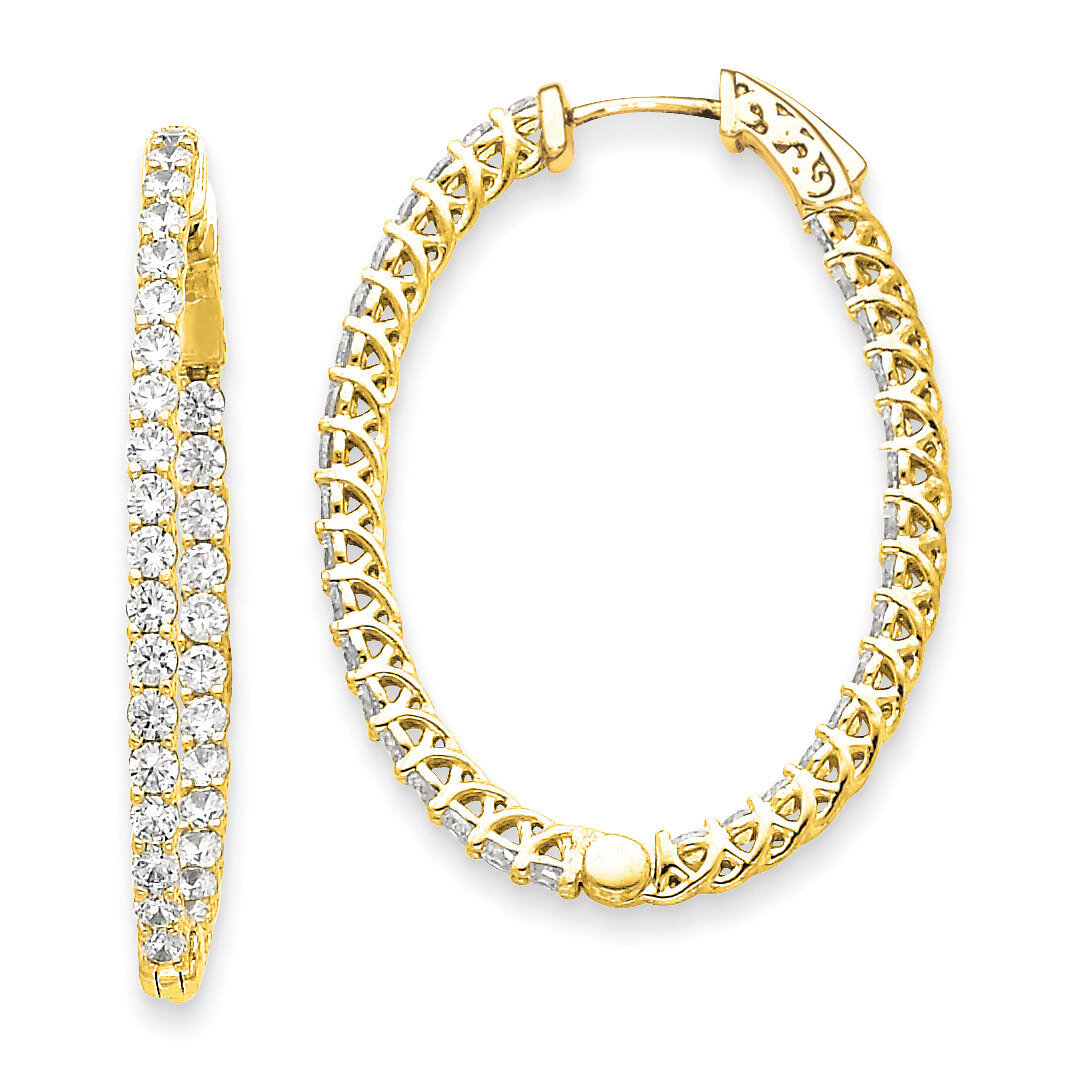 Diamond Oval Hoop with Safety Clasp Earrings 14k Gold XE2024AA, MPN: XE2024AA, 191101536472