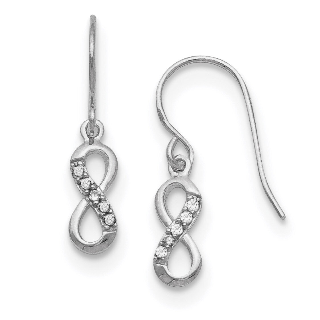 CZ Infinity Shepherd Hook Earrings Sterling Silver Rhodium-plated QE11084, MPN: QE11084, 8867743728…
