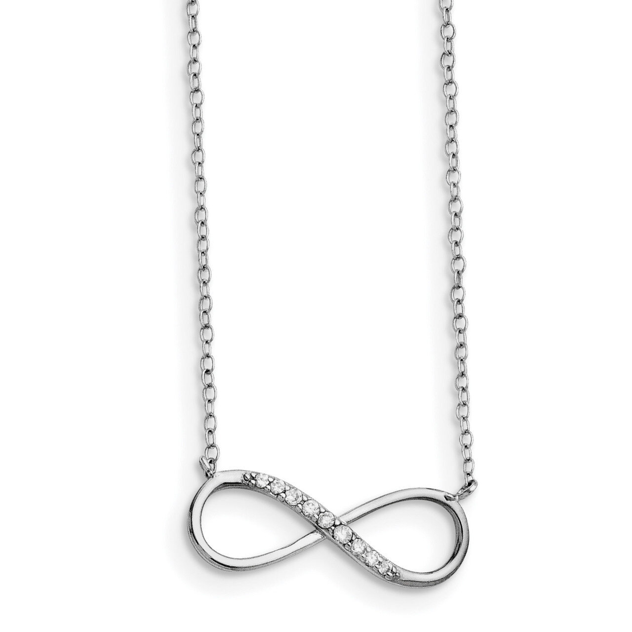 CZ Infinity 2 In Ext Necklace Sterling Silver Rhodium-plated QG3475-16, MPN: QG3475-16, 886774372884