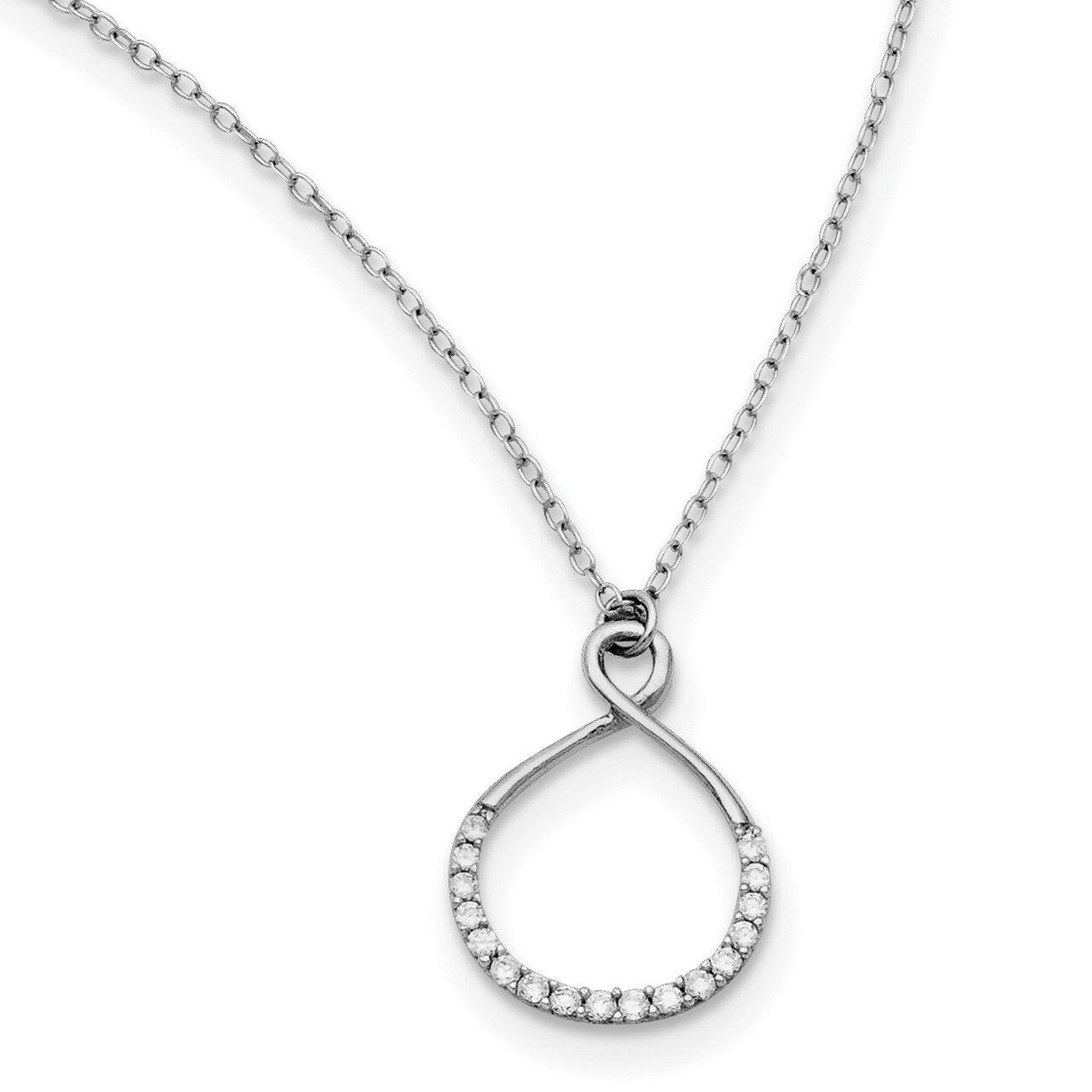 CZ Infinity 2 In Ext Necklace Sterling Silver Rhodium-plated QG3477-16, MPN: QG3477-16, 191101194757