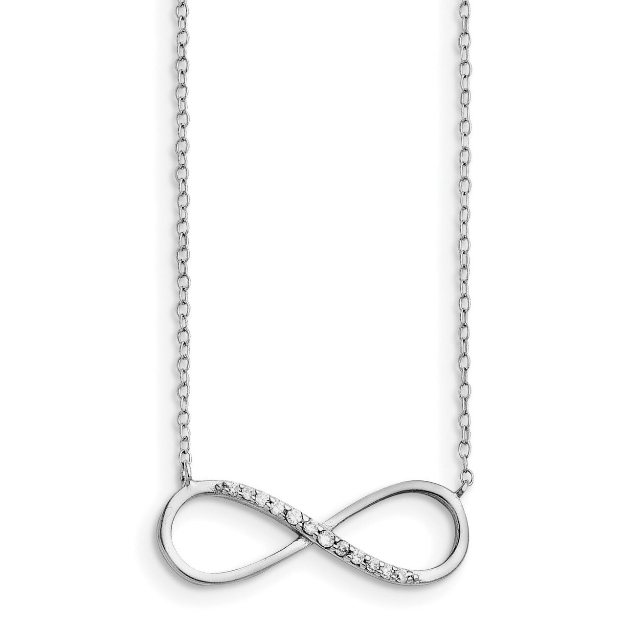 CZ Infinity 2 In Ext Necklace Sterling Silver Rhodium-plated QG3478-16, MPN: QG3478-16, 191101194771