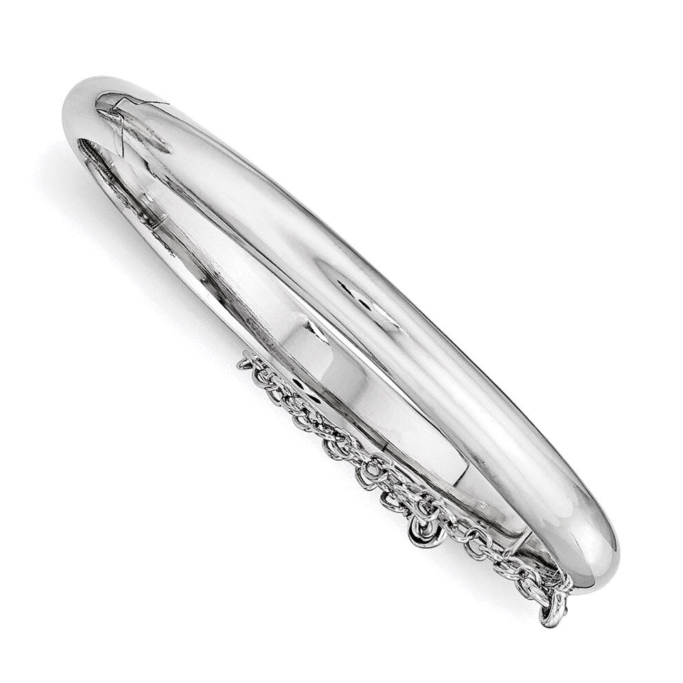 Safety Hinged Child&#39;S Bangle Sterling Silver Rhodium-Plated Polished QB776