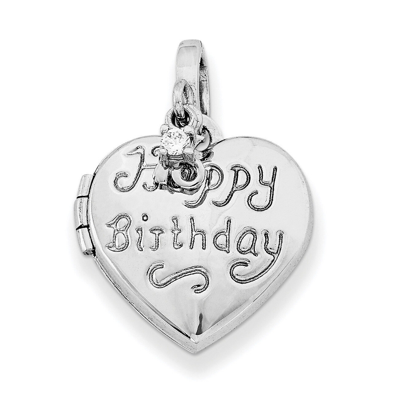Heart Happy 16Th Birthday with CZ Locket Sterling Silver Rhodium-plated QLS591