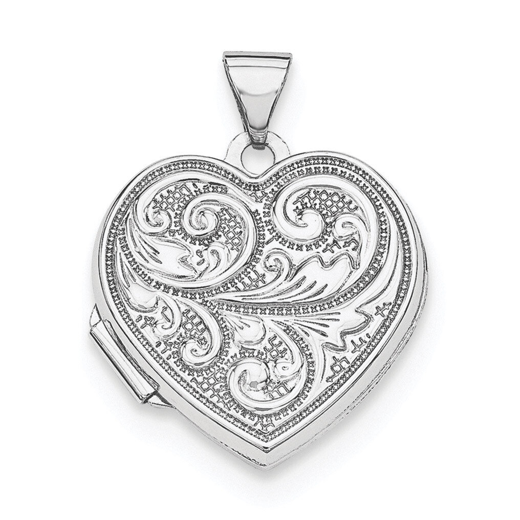18Mm Heart with Scrolls Locket Sterling Silver Rhodium-plated QLS597