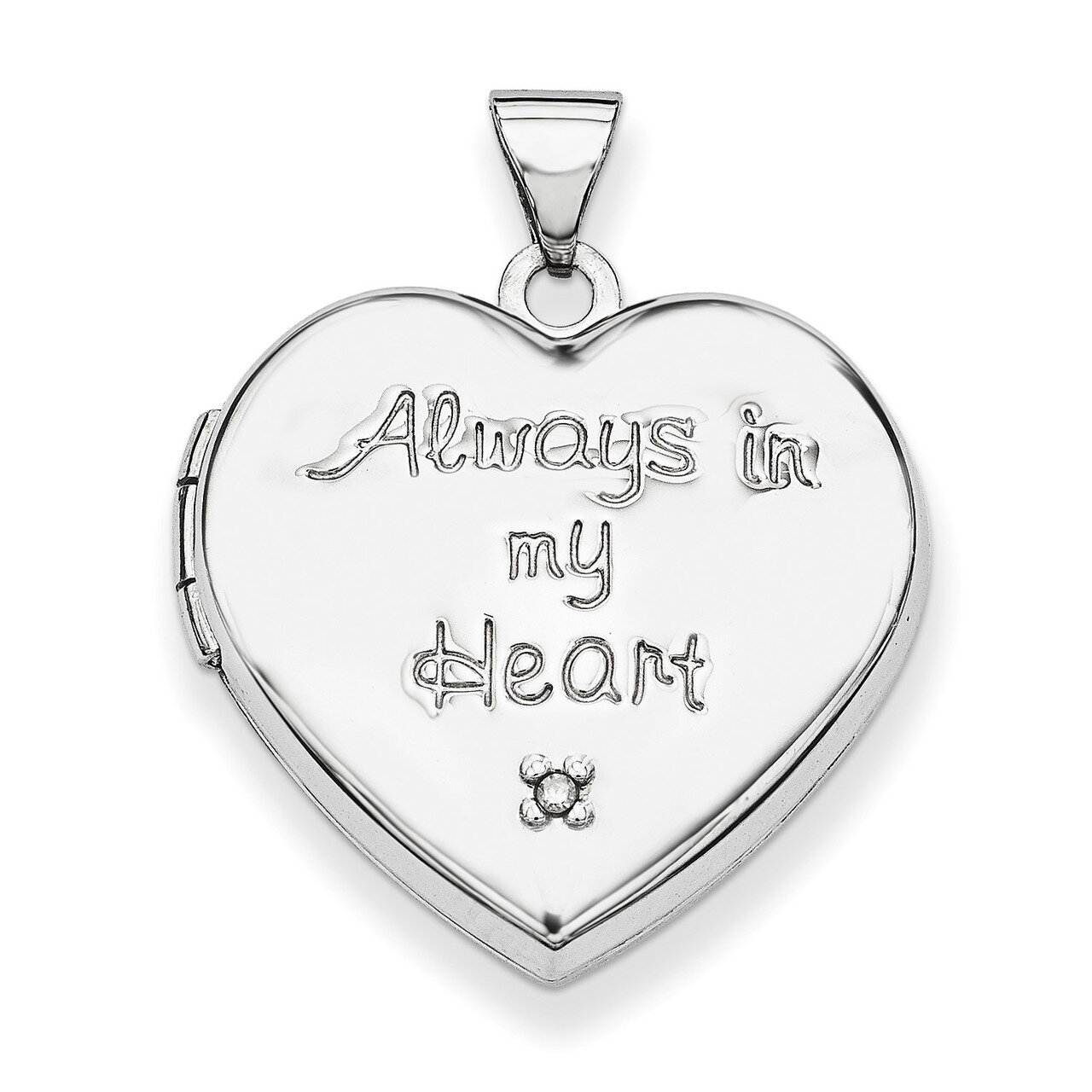Heart with Diamond Locket Sterling Silver Rhodium-plated QLS602