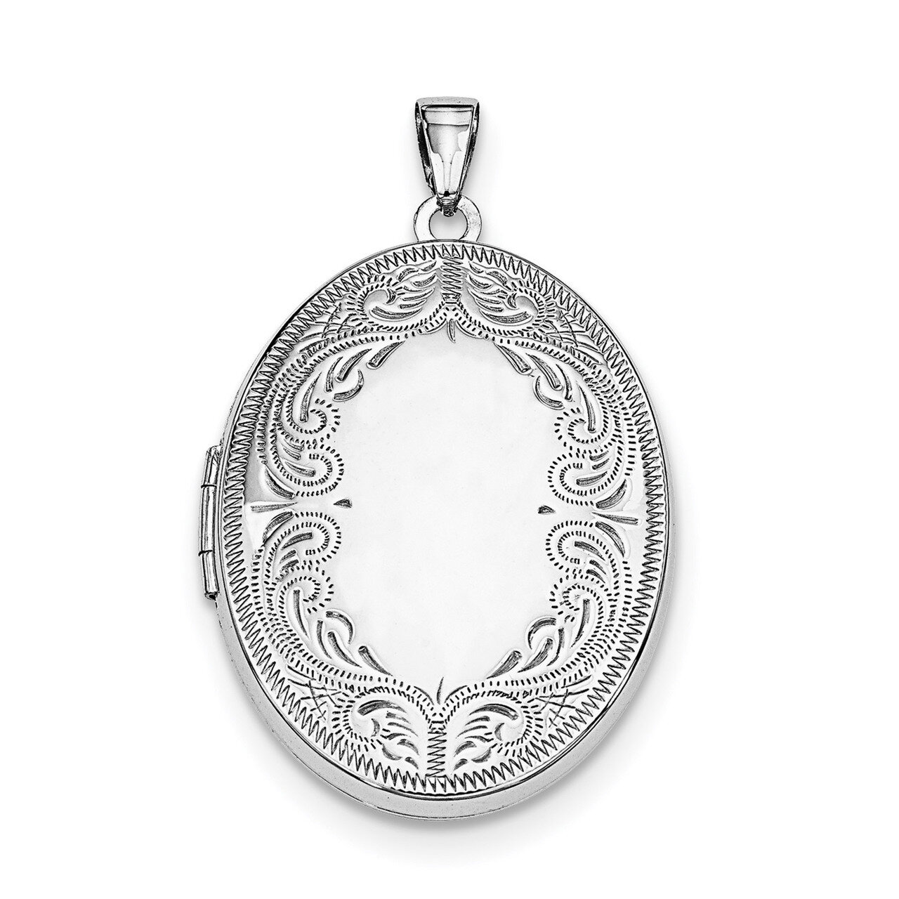 31Mm Oval Scroll Locket Sterling Silver Rhodium-plated QLS607