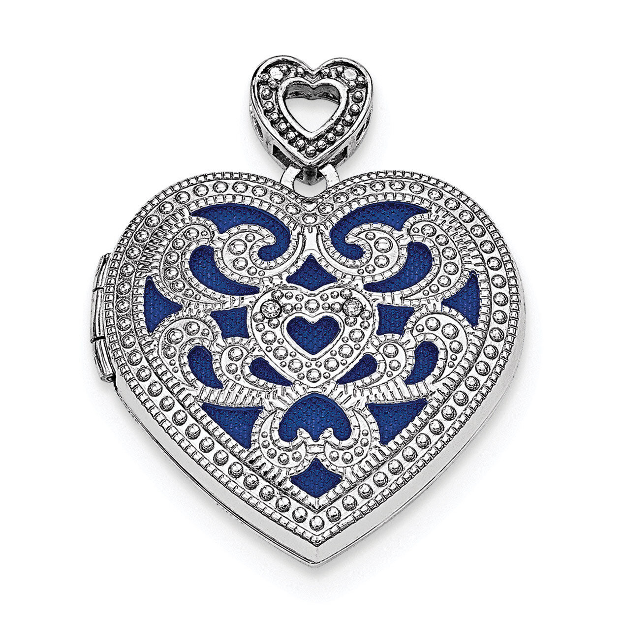 24Mm Heart with Diamond Vintage Locket Sterling Silver Rhodium-plated QLS610, MPN: QLS610, 19110119…