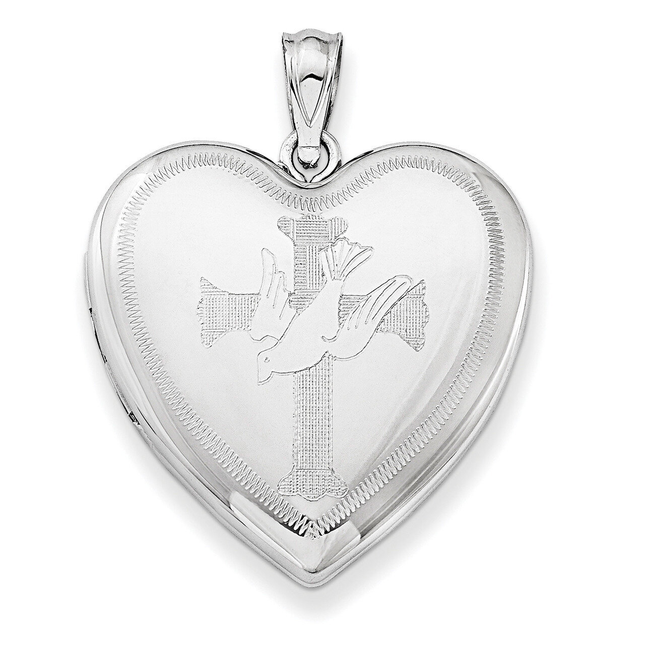 Dove with Cross Heart Locket Sterling Silver Rhodium-plated QLS634, MPN: QLS634, 191101389382
