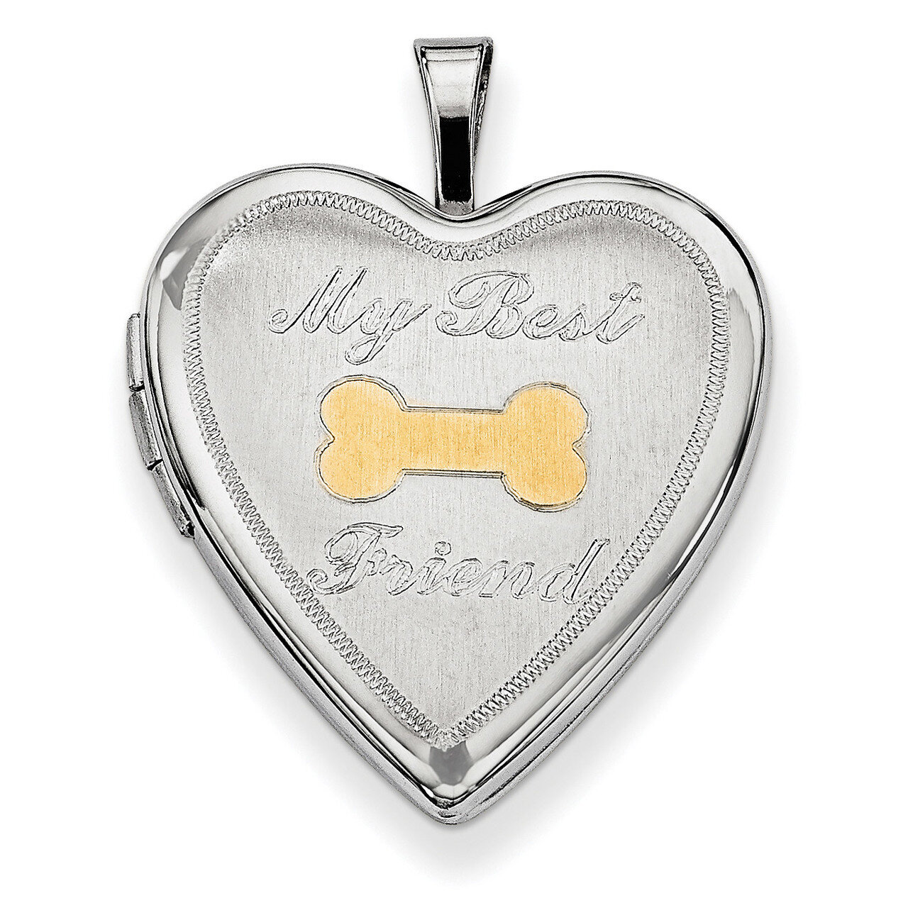 Gold-Plate My Best Friend Dog Bone Heart Loc Sterling Silver Rhodium-plated QLS642, MPN: QLS642, 19…