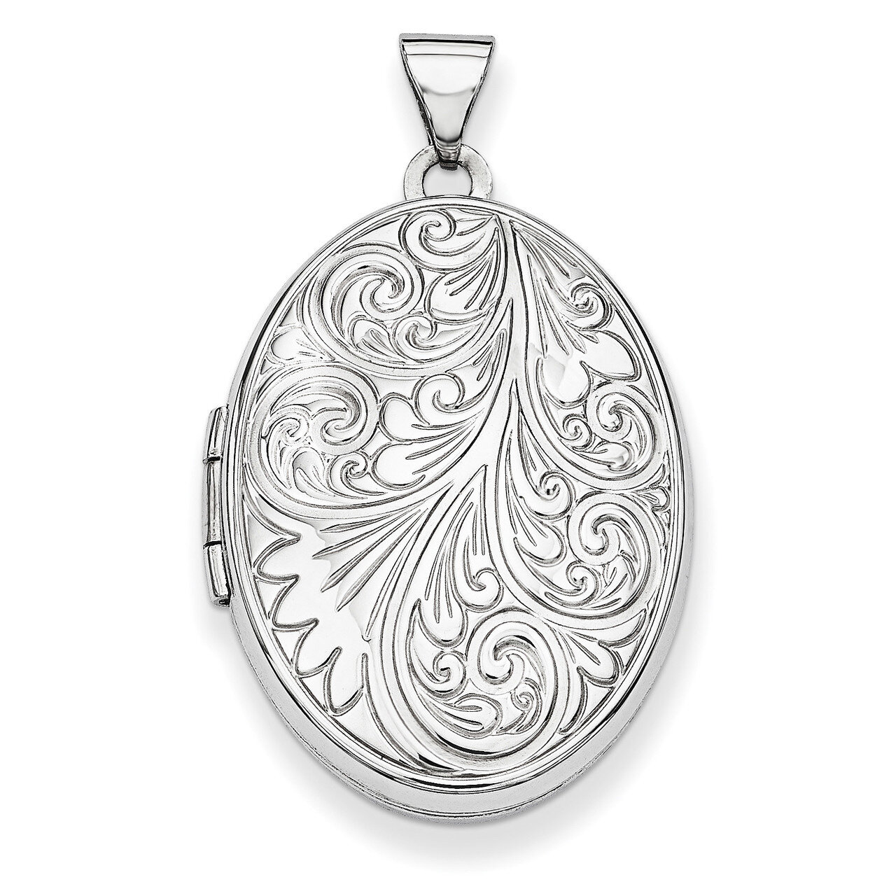 Scroll Oval Locket 14k White Gold XL618, MPN: XL618, 191101191664