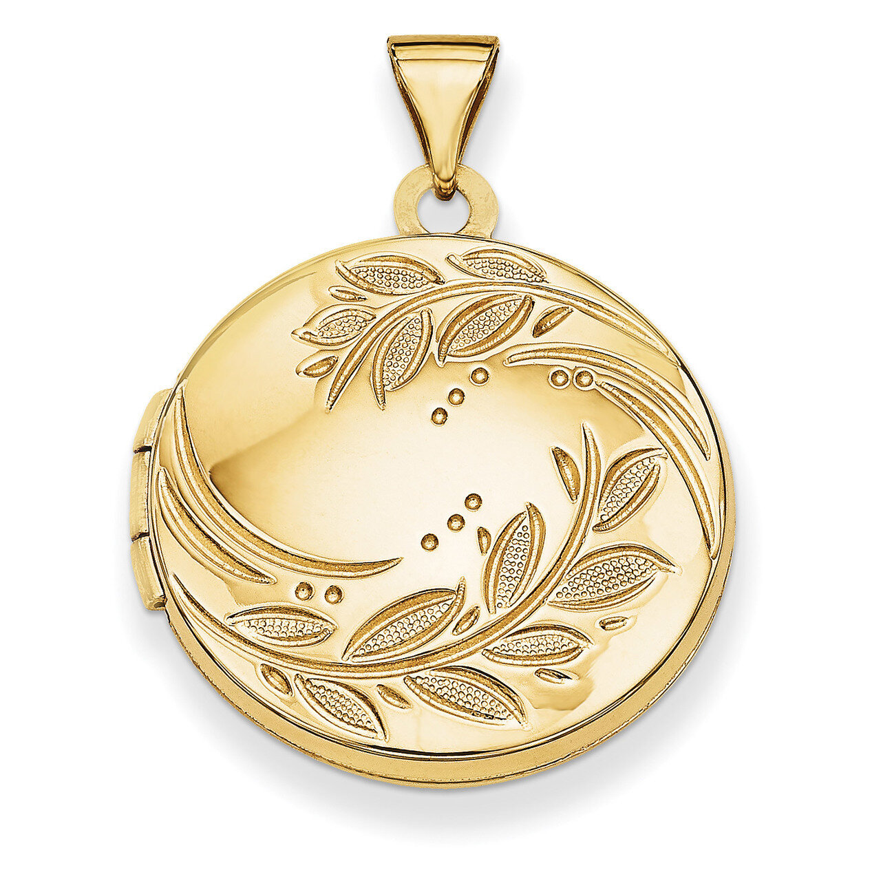 20Mm Round Leaf Floral Locket 14k Gold XL650, MPN: XL650, 191101192838