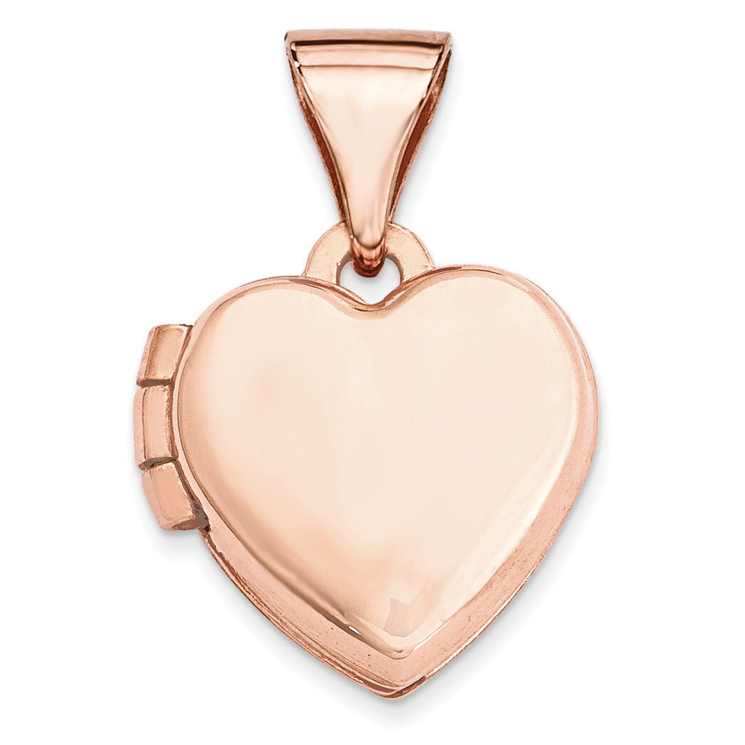 10Mm Plain Heart Locket 14k Rose Gold XL654